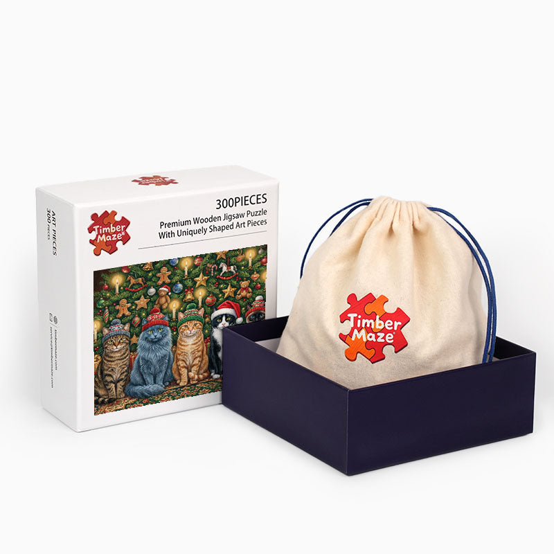 Merry Meowmas - Wooden Jigsaw Puzzle