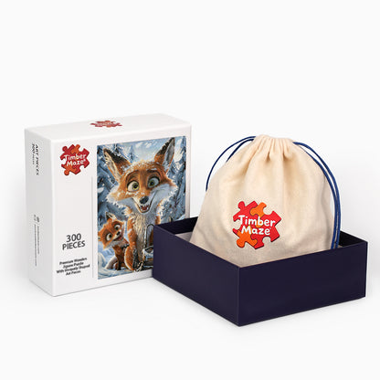 Winter Fox Family Fun - Wooden Jigsaw Puzzle