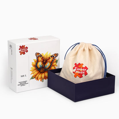 Monarch Butterfly on Sunflower - Wooden Jigsaw Puzzle