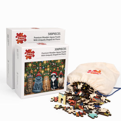 Merry Meowmas - Wooden Jigsaw Puzzle