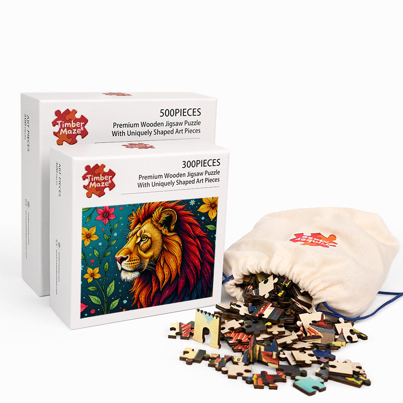 Starry Garden Lion - Wooden Jigsaw Puzzle