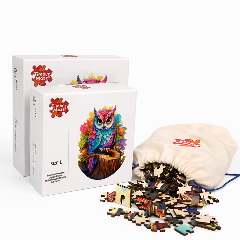 Colorful Mystic Owl - Wooden Jigsaw Puzzle