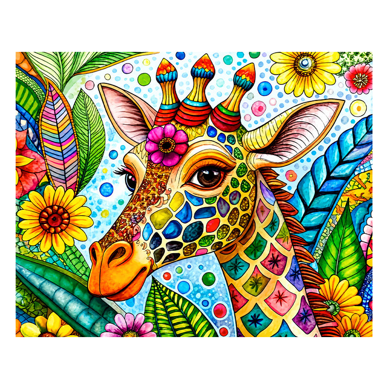 Giraffe in Bloom - Wooden Jigsaw Puzzle