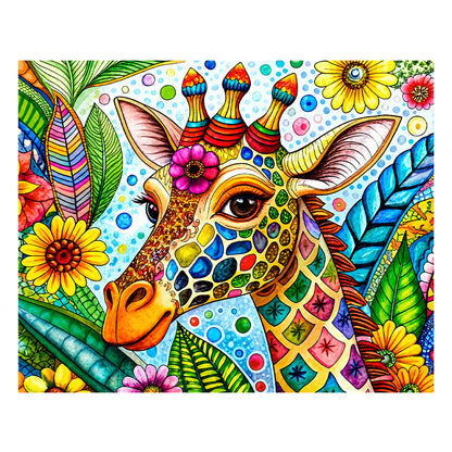 Giraffe in Bloom - Wooden Jigsaw Puzzle