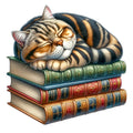 Sleeping Cat on Vintage Books - Wooden Jigsaw Puzzle