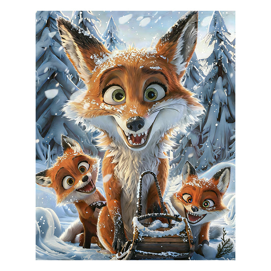 Winter Fox Family Fun - Wooden Jigsaw Puzzle