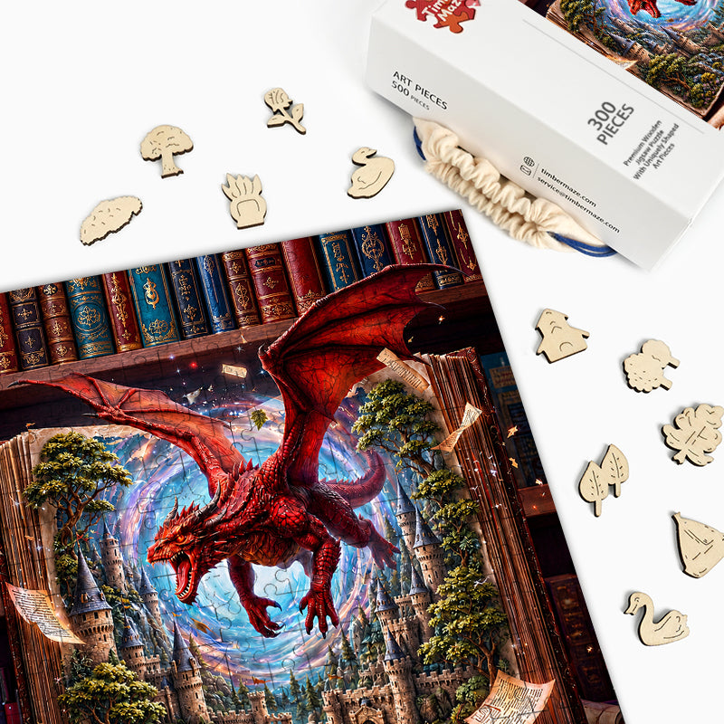 Fantasy Dragon Castle - Wooden Jigsaw Puzzle