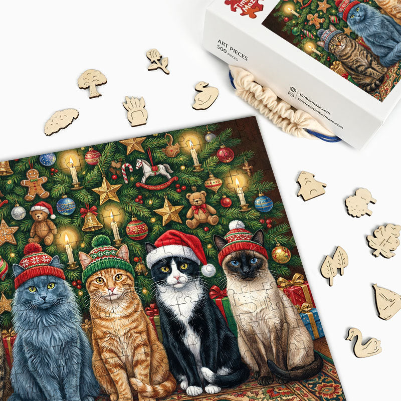 Merry Meowmas - Wooden Jigsaw Puzzle