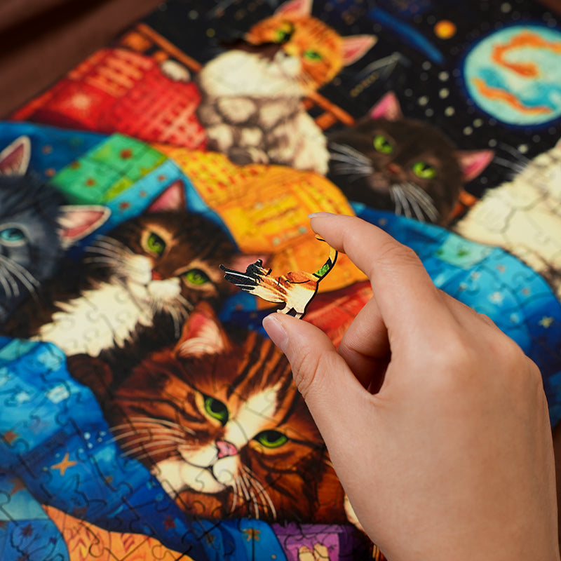 Cats in Space - Wooden Jigsaw Puzzle