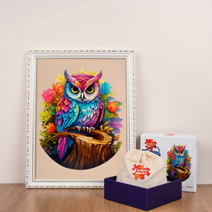 Colorful Mystic Owl - Wooden Jigsaw Puzzle