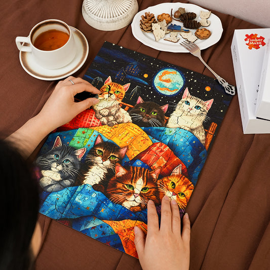 Cats in Space - Wooden Jigsaw Puzzle