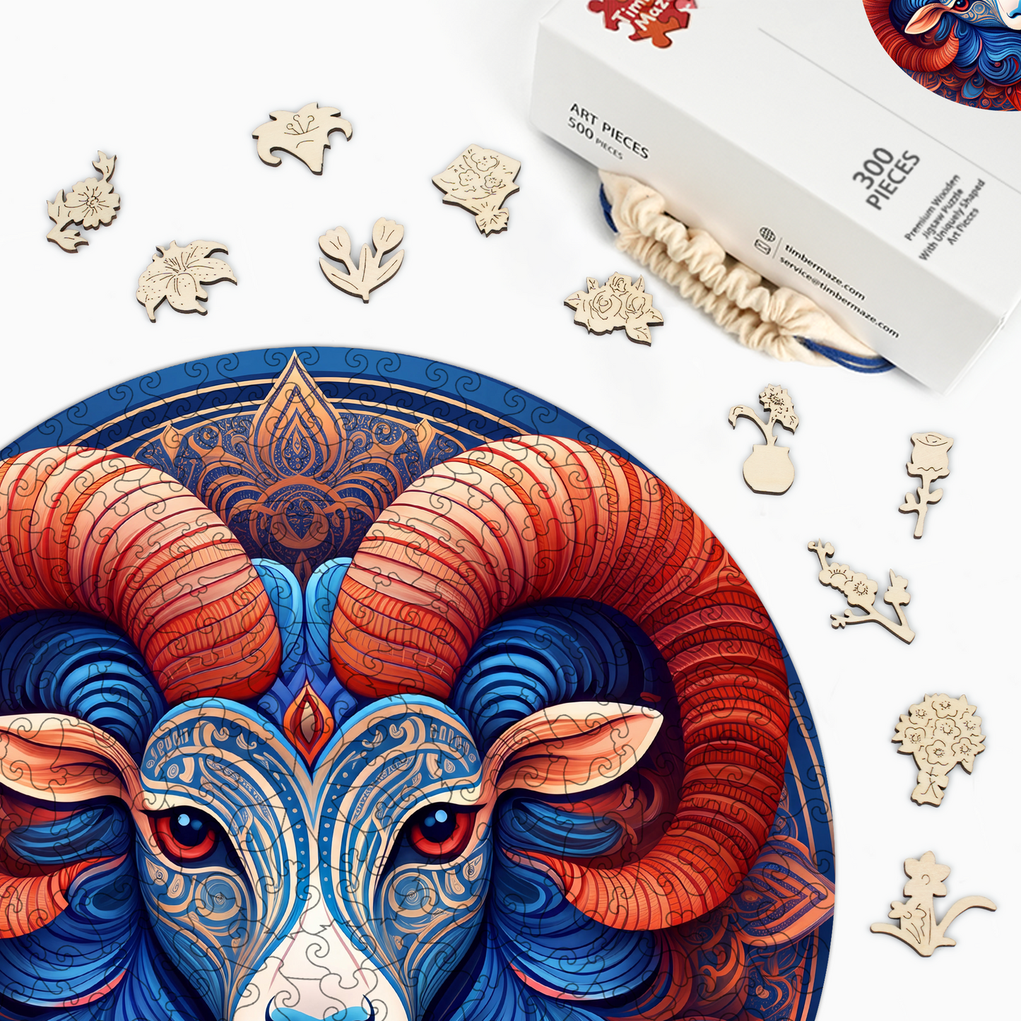 Mandala Aries - Wooden Jigsaw Puzzle