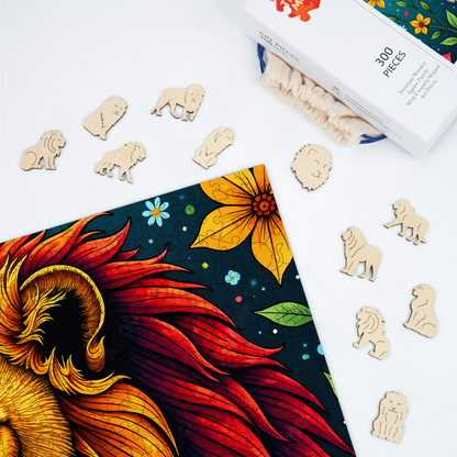 Starry Garden Lion - Wooden Jigsaw Puzzle