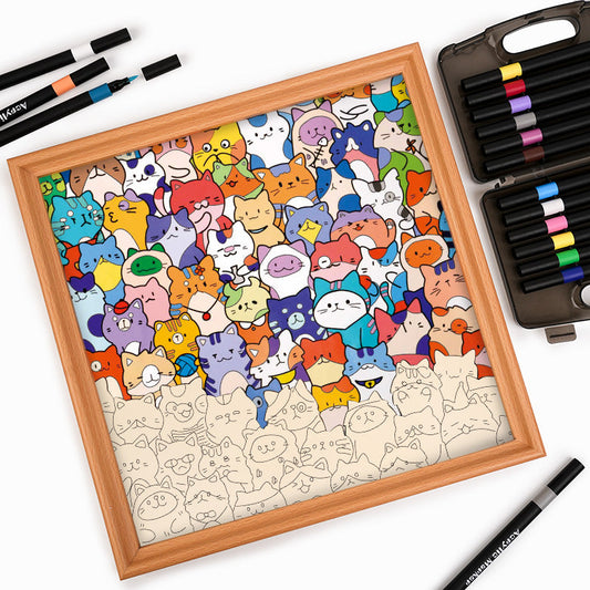 Little Kitties - Wooden Coloring Puzzle