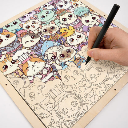 Cats I - Wooden Coloring Puzzle