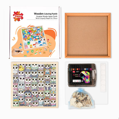 Owl - Wooden Coloring Puzzle