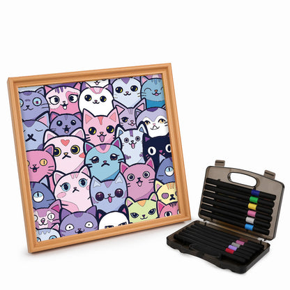 Silly Kitties - Wooden Coloring Puzzle