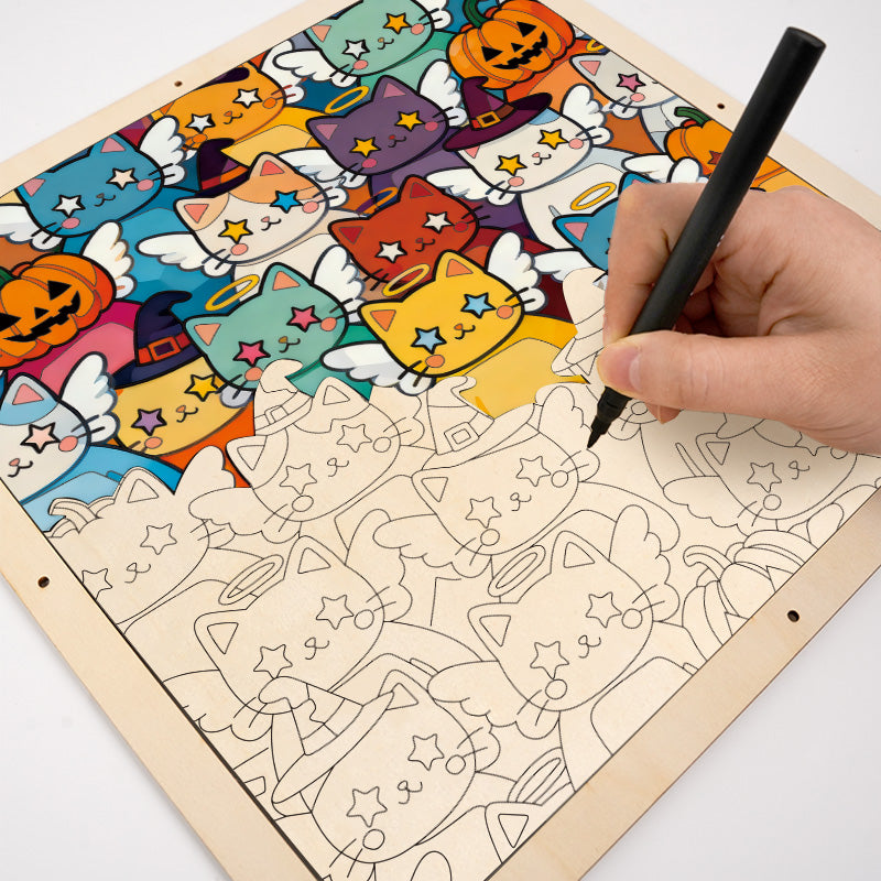 Twinkle Kitty - Wooden Coloring Puzzle
