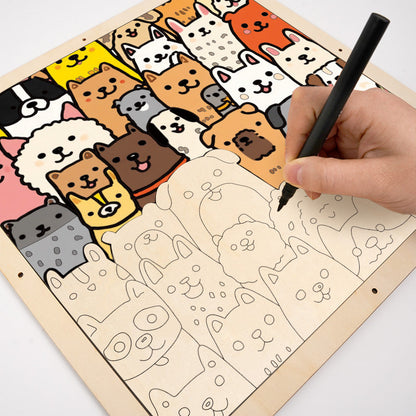 Line Art Puppy - Wooden Coloring Puzzle