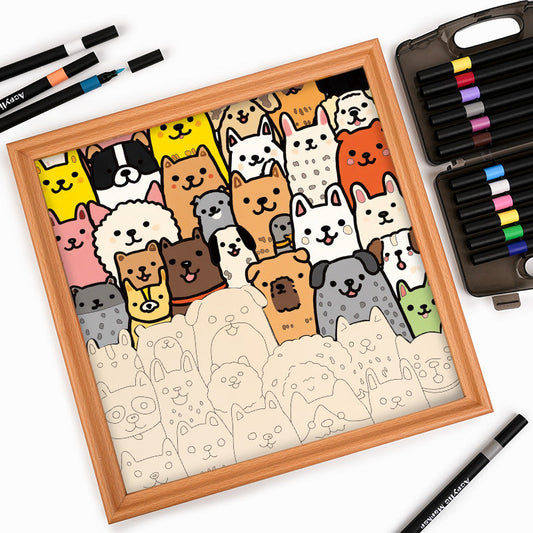 Line Art Puppy - Wooden Coloring Puzzle