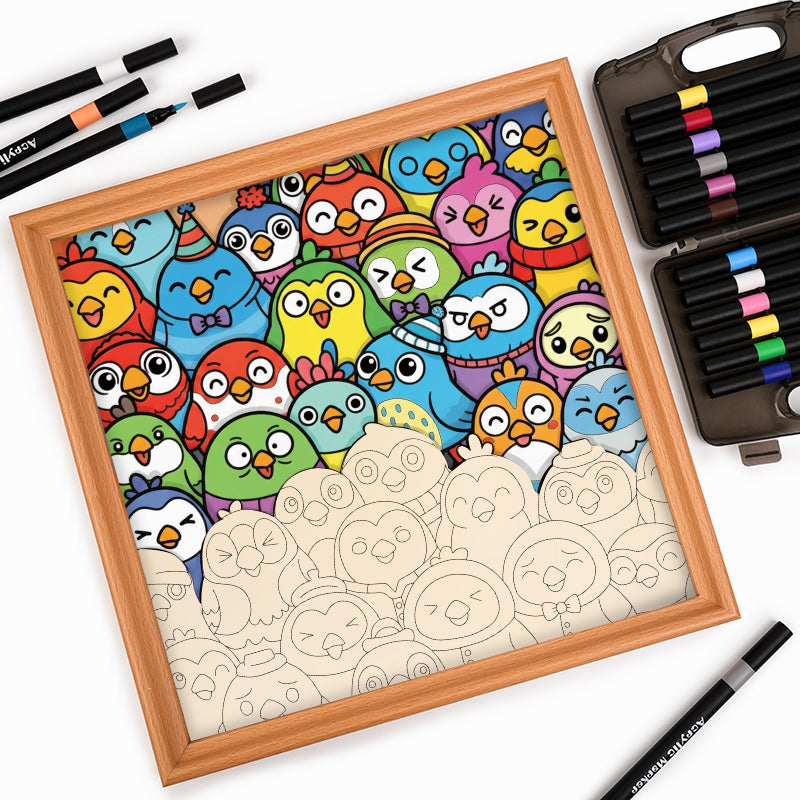 Little Birds - Wooden Coloring Puzzle