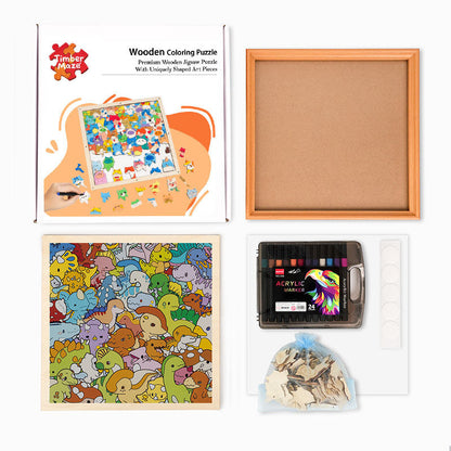 Little Dinos - Wooden Coloring Puzzle