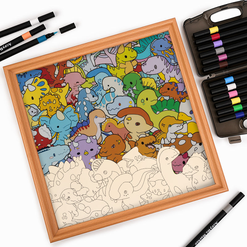 Little Dinos - Wooden Coloring Puzzle