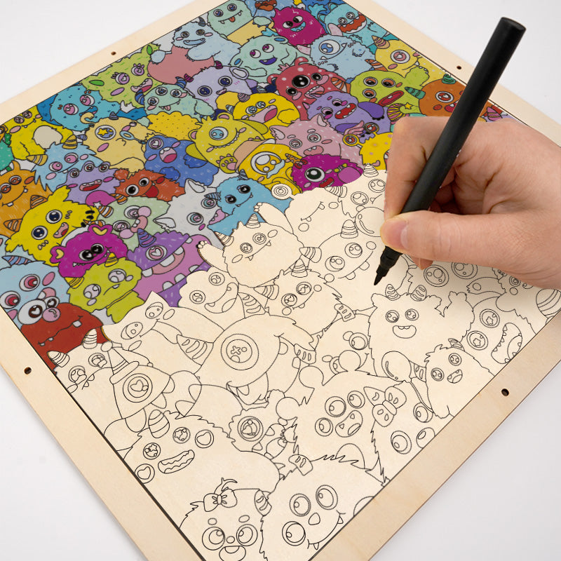 Little Monster - Wooden Coloring Puzzle