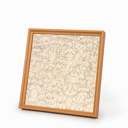 Whimsical Cats - Wooden Coloring Puzzle