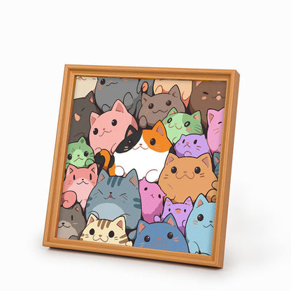 Round Little Kittens - Wooden Coloring Puzzle