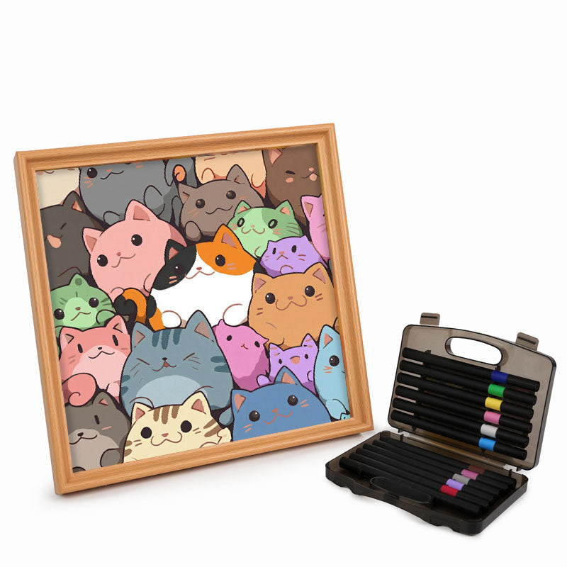 Round Little Kittens - Wooden Coloring Puzzle