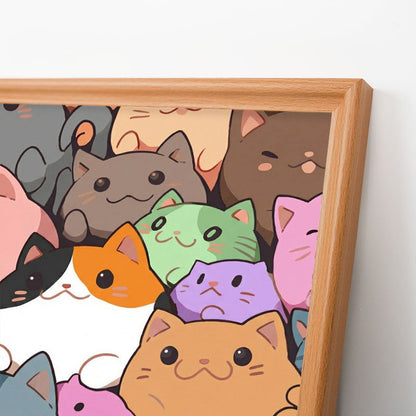 Round Little Kittens - Wooden Coloring Puzzle