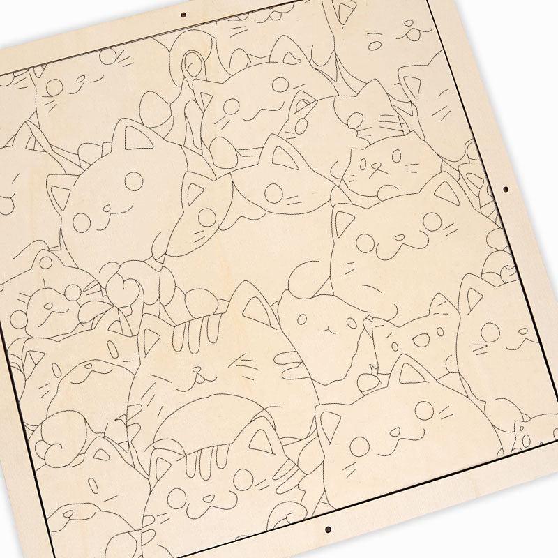 Round Little Kittens - Wooden Coloring Puzzle