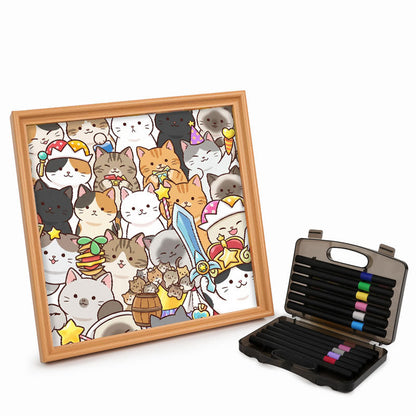 Magic Kittens - Wooden Coloring Puzzle