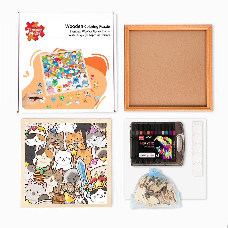 Magic Kittens - Wooden Coloring Puzzle