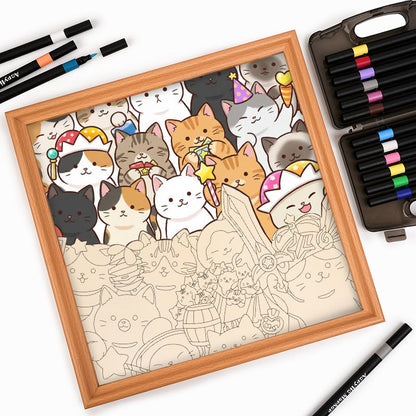 Magic Kittens - Wooden Coloring Puzzle