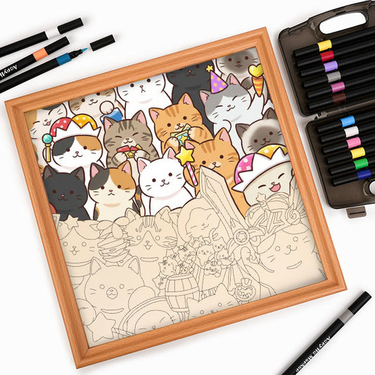 Magic Kittens - Wooden Coloring Puzzle