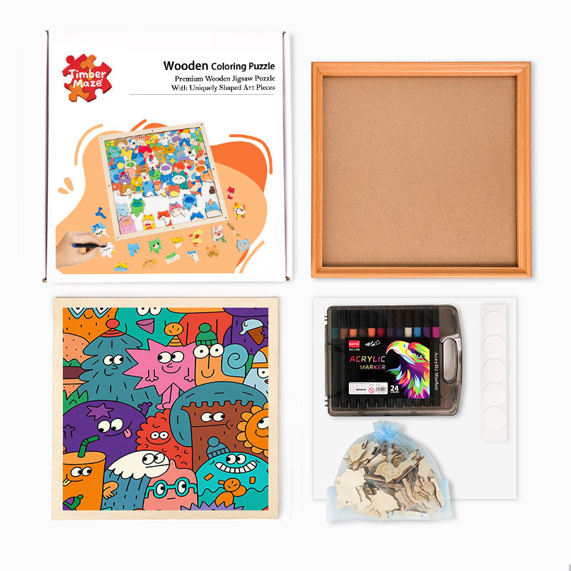 Faces of Things - Wooden Coloring Puzzle