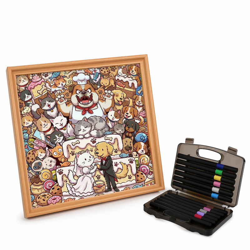 A Purr-fect Wedding - Wooden Coloring Puzzle