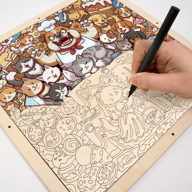 A Purr-fect Wedding - Wooden Coloring Puzzle