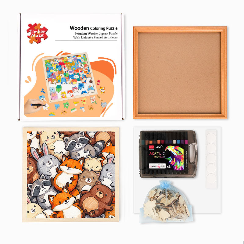 Forest Friends - Wooden Coloring Puzzle