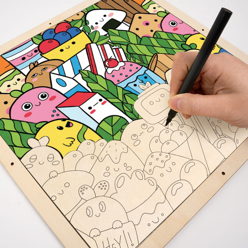 Food Friends - Wooden Coloring Puzzle