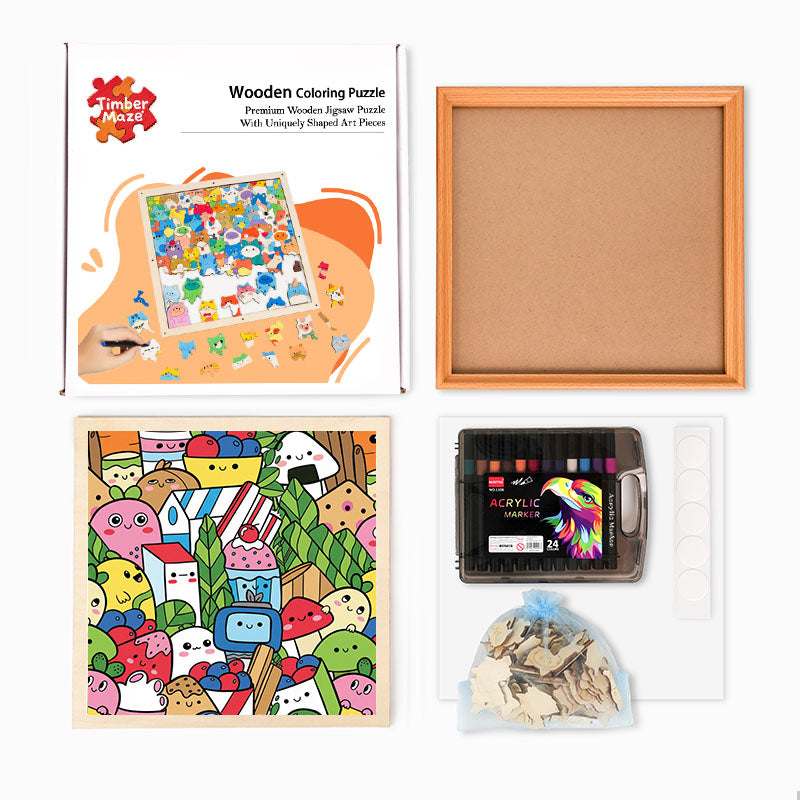 Food Friends - Wooden Coloring Puzzle