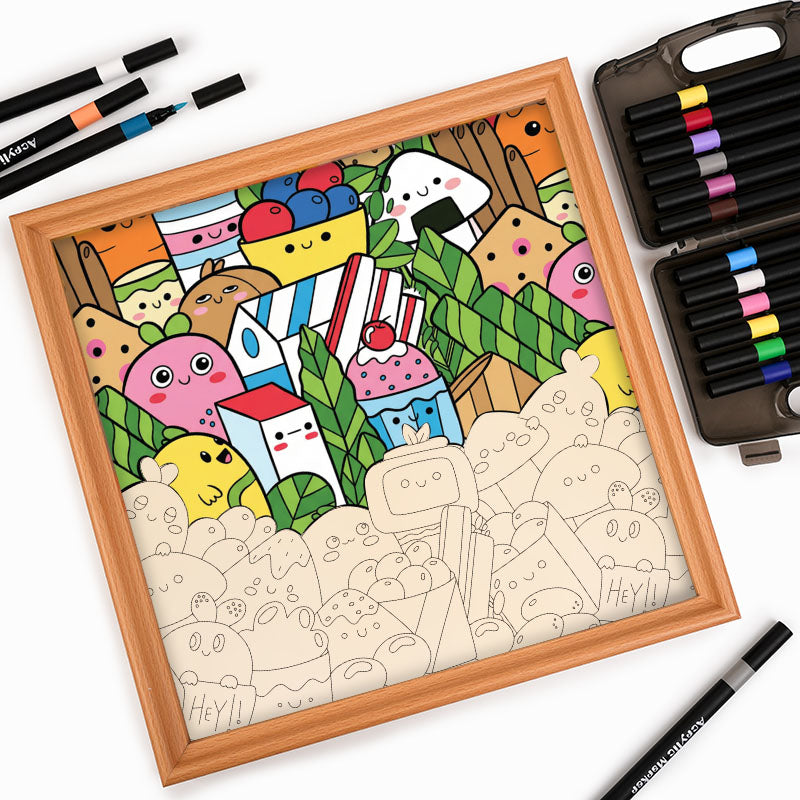 Food Friends - Wooden Coloring Puzzle