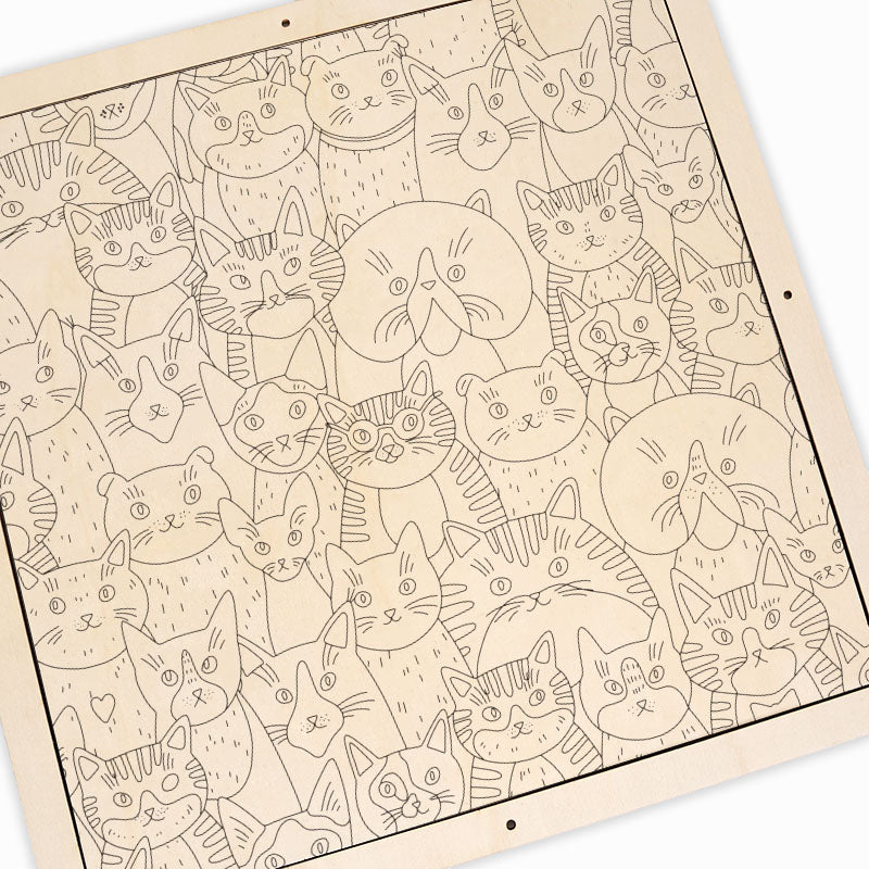 Strange Cats - Wooden Coloring Puzzle