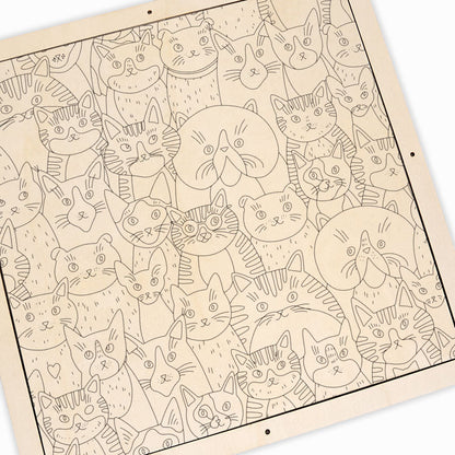 Strange Cats - Wooden Coloring Puzzle
