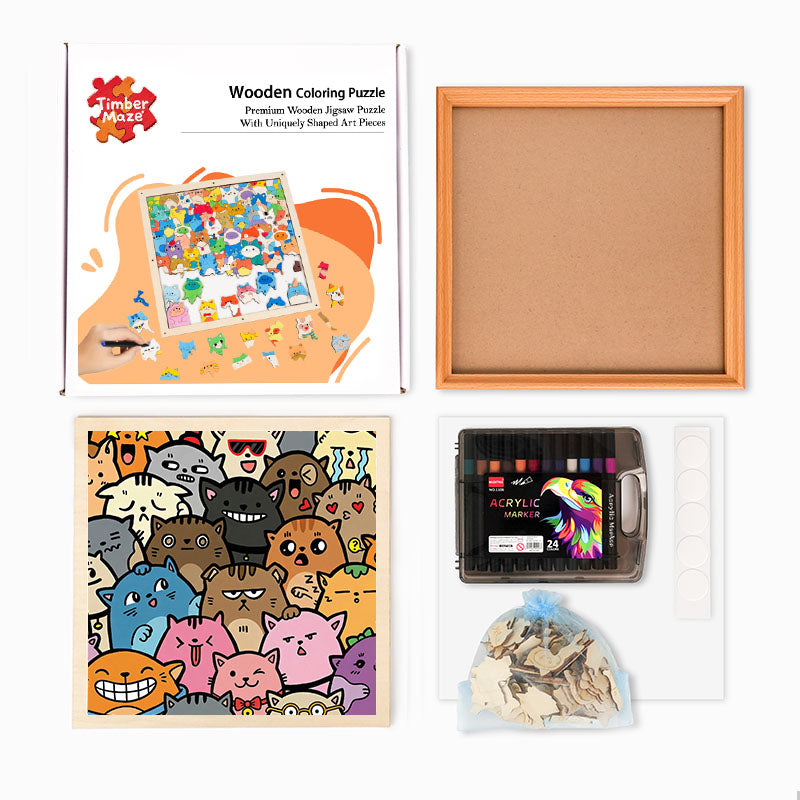 Weird but Cute - Wooden Coloring Puzzle