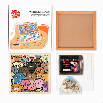 Weird but Cute - Wooden Coloring Puzzle