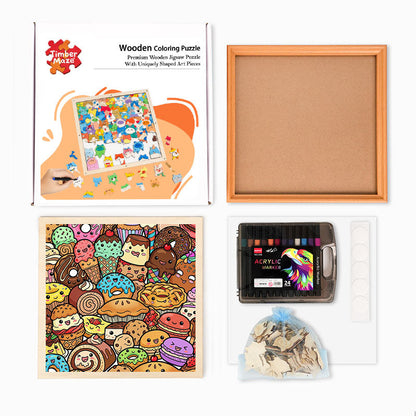 Snack Squad - Wooden Coloring Puzzle