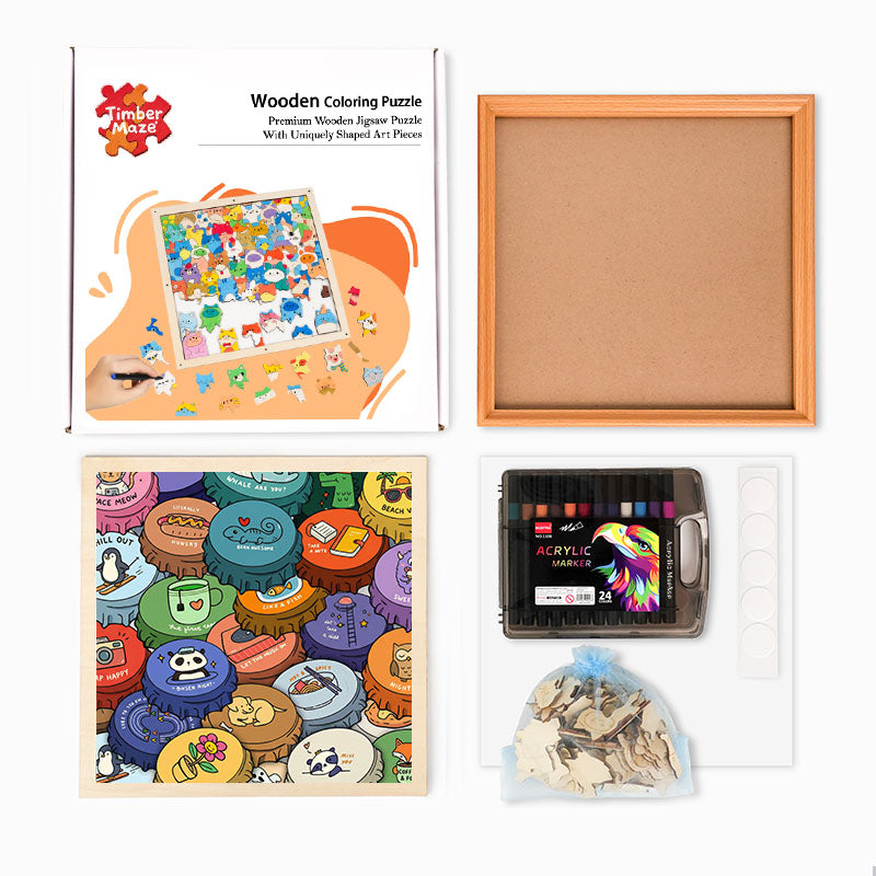 Colorful Caps - Wooden Coloring Puzzle